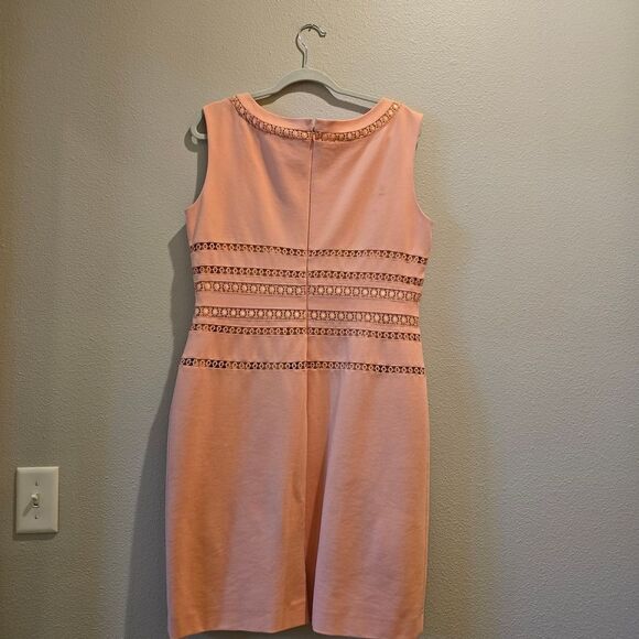 ANTONIO MELANI Peach Lace-Trim Dress Sz 12 - Picture 3 of 3